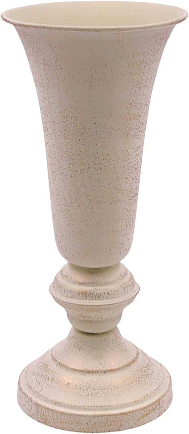 Hosley 12.75” Tall Metal Vase – Vintage Urn Style Decorative Centerpiece for Table, Wedding, Living Room & Floral Arrangements