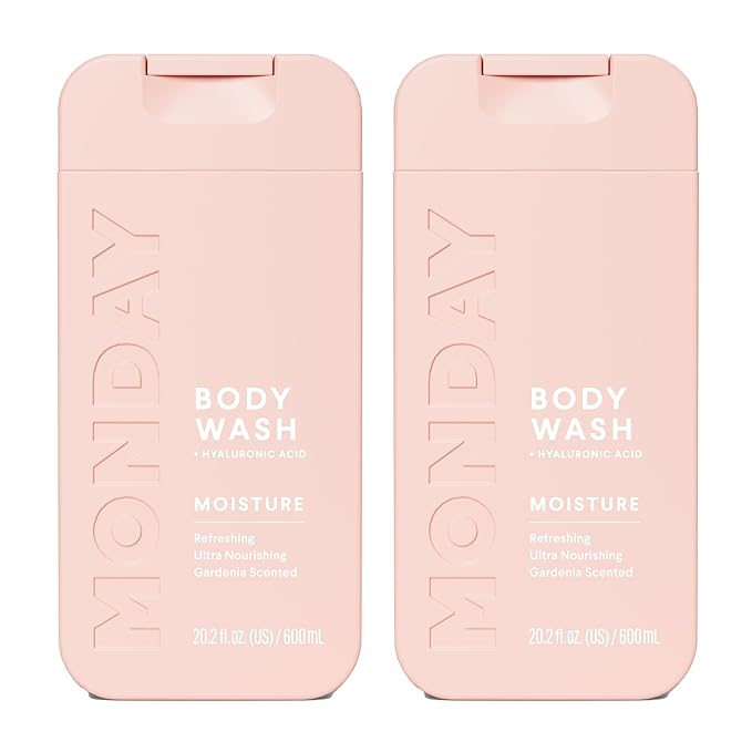 MONDAY HAIRCARE MOISTURE Body Wash with Hyaluronic Acid, Shea Butter, Coconut Oil & Grapefruit Extract for Normal to Dry Skin 600 mL (Dual Pack)