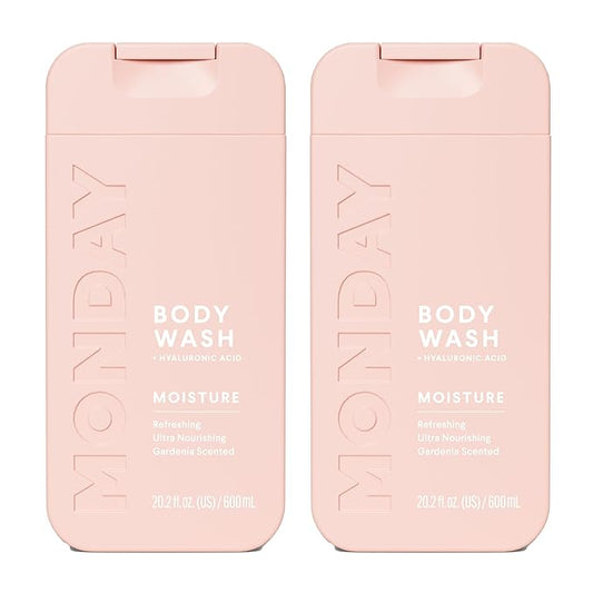 MONDAY HAIRCARE MOISTURE Body Wash with Hyaluronic Acid, Shea Butter, Coconut Oil & Grapefruit Extract for Normal to Dry Skin 600 mL (Dual Pack)