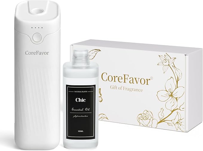 Waterless Essential Oil Diffuser (M60) with 120ml Oil, Rechargeable Portable Battery-Operated Cold Air Aroma Scent, 4 Adjustable Intensity Levels, Quiet Diffuser for Bedroom Bathroom Car