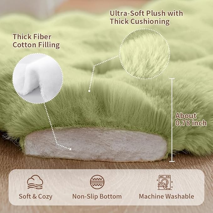 SOMAHE Plush Dog Bed Mat, Machine Washable, Large 35x27 Fruit Green | Machine Washable + Non-Slip Paw Bottom: plush dog mat stays fluffy and helps reduce sliding on indoor floors.