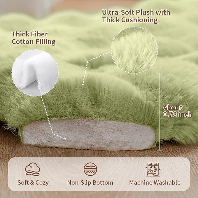 SOMAHE Plush Pet Bed Mat, Machine Washable, Medium 27x20 Fruit Green | Machine Washable + Non-Slip Paw Bottom: plush pet mat stays fluffy and steadier for large cats and small dogs.
