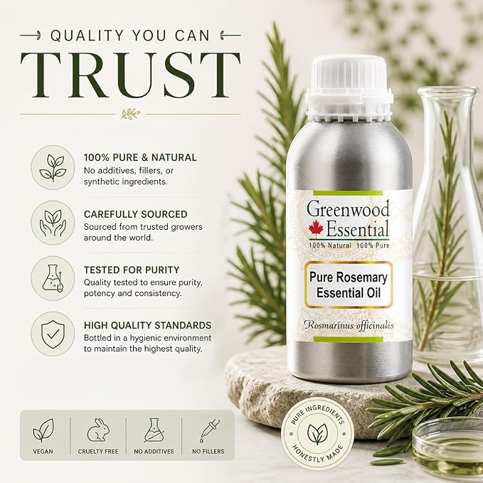 Greenwood Essential Pure Rosemary Essential Oil (Rosmarinus officinalis) Steam Distilled 1250ml (42 oz)