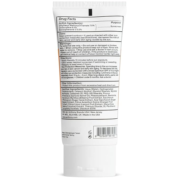 Anthony Day Cream SPF 30 Men’s Face Moisturizer with Sunscreen 3 Fl Oz 25 SPF Lip Balm with Sunscreen for Lips