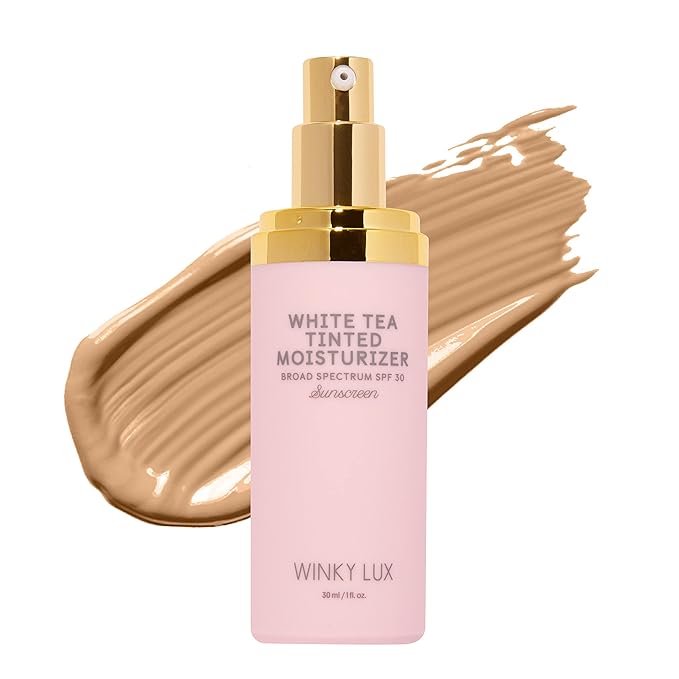 Winky Lux White Tea Tinted Moisturizer SPF 30 - Buildable Coverage with Facial SPF, Lightweight Sunscreen for Face, Naturally Radiant Finish, Long Lasting Coverage with Vitamin E, Medium