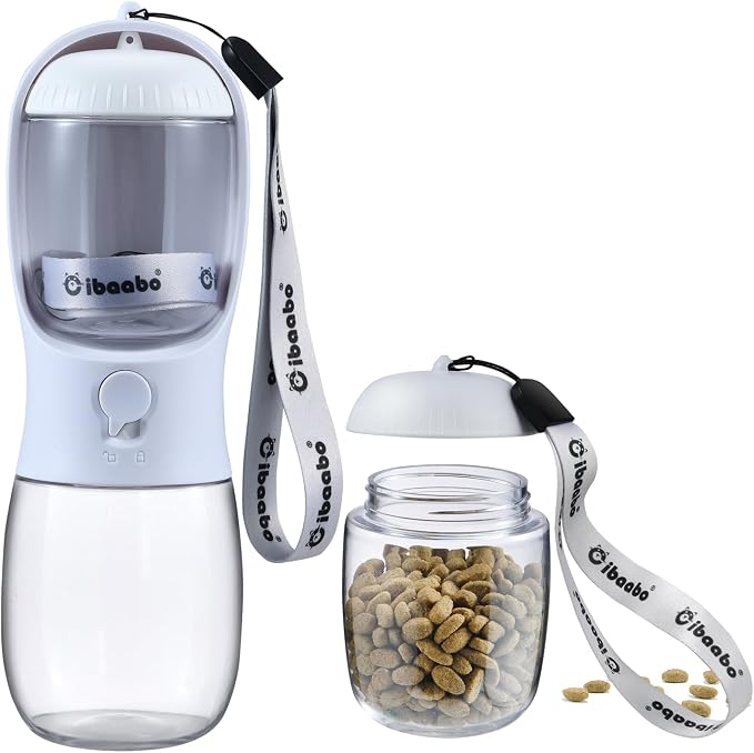 Cibaabo Dog Water Bottle Portable with Food Container & Filter for Travel | Feeding & Hydration | Travel Water Bowl | Portable Pet Dispenser | Dog Gifts | Puppy Essentials | for Hiking Camping Beach