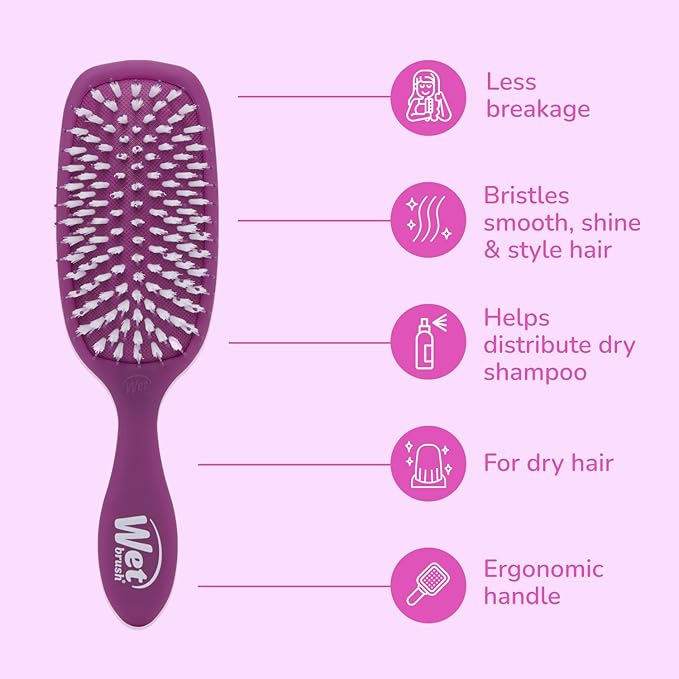 Wet Brush Smooth Styler Hair Brush, Purple Frost, Exclusive Ultra-soft IntelliFlex Bristles, Synthetic Boar Bristles, Shiny And Smooth, For All Hair Types, For Women, Men, Wet And Dry (Pack of 2)