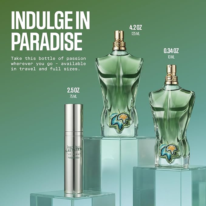 Jean Paul Gaultier Le Beau Paradise Garden Eau de Parfum for Men - Long Lasting Fresh Woody Aquatic Mens Cologne with Coconut Water, Green Fig & Sandalwood - Designer Fragrance Spray, 4.2 oz