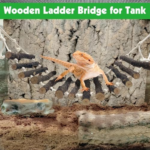 BNOSDM Reptile Bridge Wooden Ladder Climbing Accessories Hanging Swing
