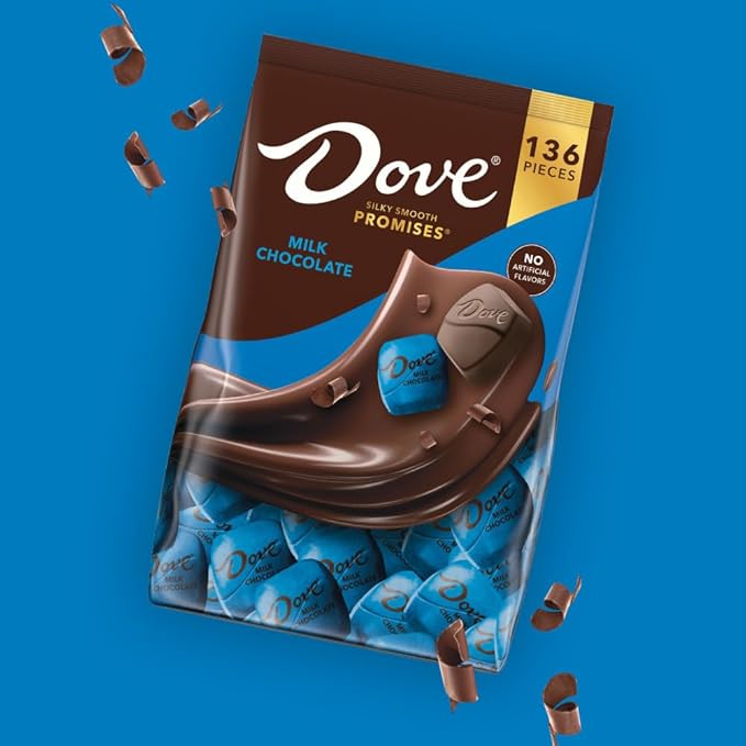DOVE Promises Milk Chocolate Candy Individually Wrapped Bulk Pack (38.09 oz, 136 Piece) Bag, 8.46 ounces