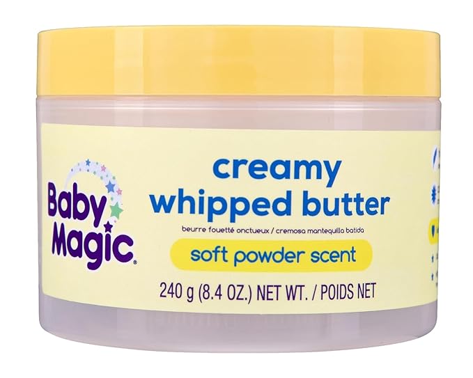 Baby Magic Creamy Whipped Butter, Soft Powder Scent, Helps Keep Skin Feeling Healthy and Baby Soft, Hypoallergenic, 8.4 fl oz.