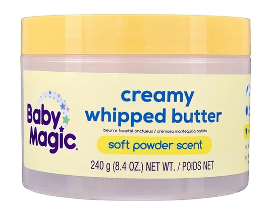 Baby Magic Creamy Whipped Butter, Soft Powder Scent, Helps Keep Skin Feeling Healthy and Baby Soft, Hypoallergenic, 8.4 fl oz.