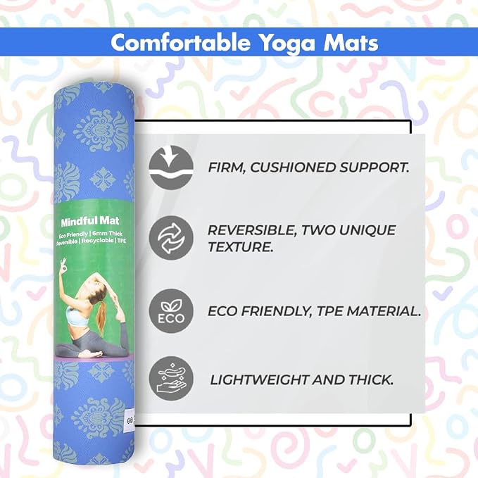HOME ARCHIVE Premium Yoga Mat 6mm Print Reversible Extra Thick and Large Non Slip Exercise & Fitness Mat for All Types of Yoga Pilates & Floor Workouts (78" x 24" x 6mm Thick)