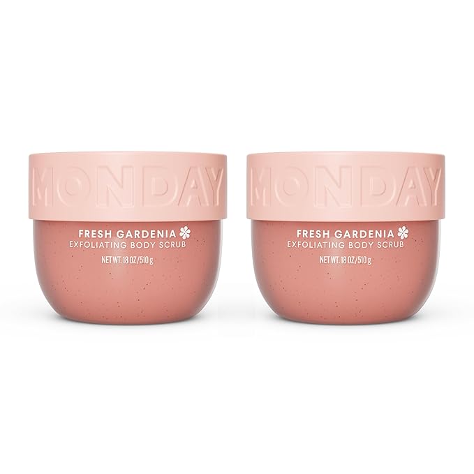 MONDAY Haircare EXFOLIATING Body Scrub – Fresh Gardenia Scent with Shea Butter & Coconut Oil, 18 oz (Pack of 2)