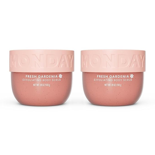 MONDAY Haircare EXFOLIATING Body Scrub – Fresh Gardenia Scent with Shea Butter & Coconut Oil, 18 oz (Pack of 2)