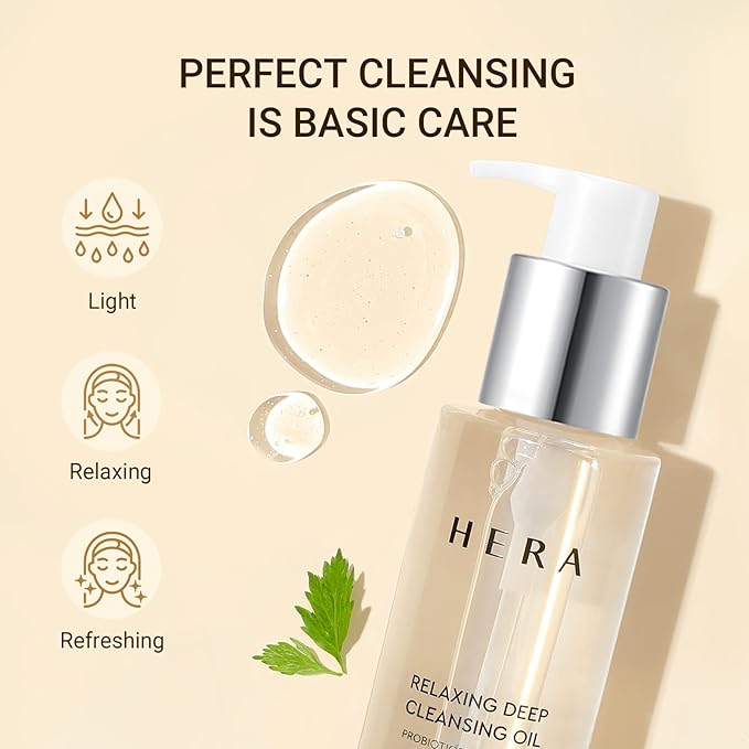 HERA Gentle Cleansing Oil, Soothing and Moisturizing Makeup Removal for Dry, Sensitive Skin by Amorepacific, 6.76 FL OZ
