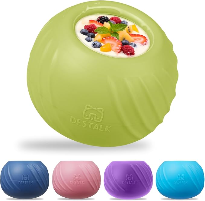 Long-Lasting Dog Lick Toy, Wobbly Dog Enrichment Lick Bowl to Keep Dogs Busy, Interactive Stuffable Dog Treat Feeder for Boredom, Silicone Treat Dispensing Chew Toy(Green,L)