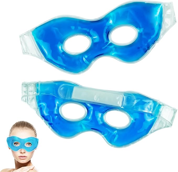 Reusable Cooling Eye Mask for Puffiness & Swelling Migraines 2PCS Gel Frozen Eye Mask for Dark Circles Dry Eyes Hot Cold Compress Ice Pack for Headache Relief