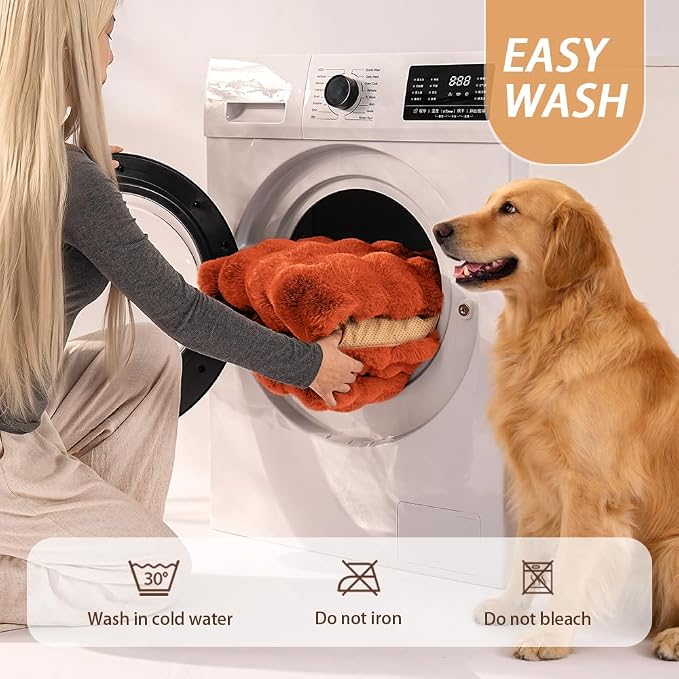 SOMAHE Plush Dog Bed Mat, Machine Washable, Large 35x27 Vibrant Orange | Machine Washable + Non-Slip Paw Bottom: plush dog mat stays fluffy and helps reduce sliding on indoor floors.