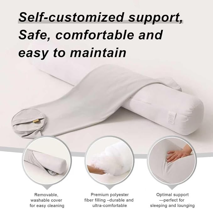 Body Pillow for Adults,Long Round Pillow,Big Cylindrical Pillow,Large Full Bolster Pillows for Side Sleepers (Silver Gray, 59"*7.87")