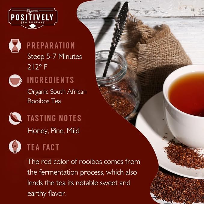 Organic Positively Tea Company, South African Red Rooibos Tea Bags, 100 Count, Eco-Friendly Tea Bags, Non-GMO