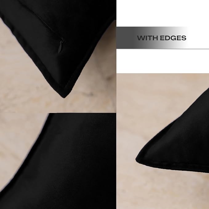 JIAHANNHA Velvet Black Throw Pillow Covers 12”x20”Pack of 2 Soft Decorative | Square Cushion Covers for Couch Sofa Bed Livingroom Car Home Decor,30x50Cm