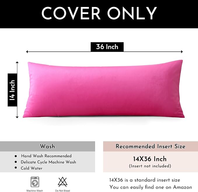 Artscope Luxury Velvet Lumbar Pillow Cover Super Soft Decorative Rectangle Pillowcases Soft Solid Cushion Cases for Couch Sofa Bedroom Car Decor 14x36 Inch Hot Pink