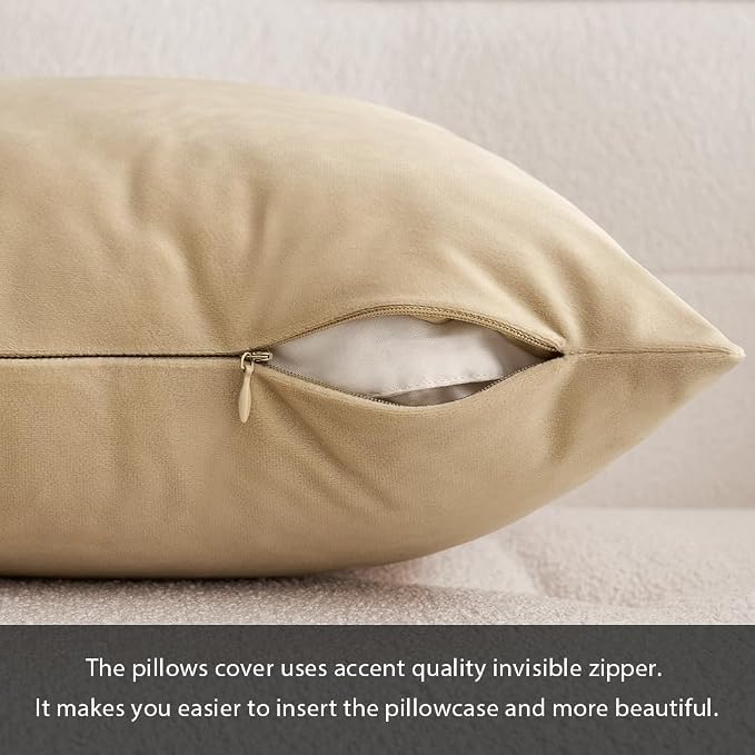 MIULEE 12x20 Inch Lumbar Velvet Throw Pillow Cover Set of 1 Beige | Soft Luxury Decorative Throw Pillow Cover, Single Rectangle Cushion Case, Home Decor for Chair Couch Sofa Bedroom Car Bed