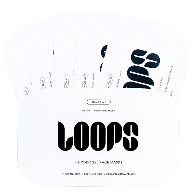 LOOPS Dew Cloud Ultra Hydrating Hydrogel Korean Face Mask for Every Skin Type - Five Ultra Hydrating Collagen Masks to Deeply Moisturize & Restore Your Skin - Gifts for Women - 5 pc