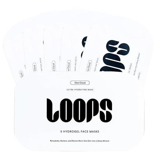 LOOPS Dew Cloud Ultra Hydrating Hydrogel Korean Face Mask for Every Skin Type - Five Ultra Hydrating Collagen Masks to Deeply Moisturize & Restore Your Skin - Gifts for Women - 5 pc