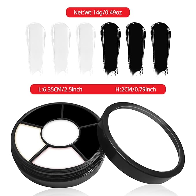 Go Ho Black and White Face Body Paint,Cream Washable Formula Face Painting for Halloween Cosplay,Body Paint SFX Makeup Palette,Professional Skeleton Skull Face Paint