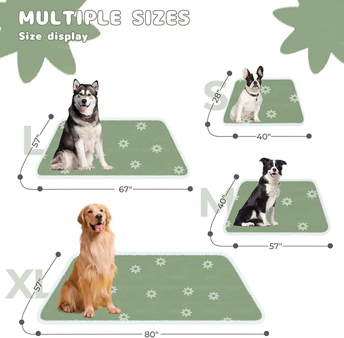 Luciphia Waterproof Dog Blanket for Large Dogs Cats Soft Reversible Fleece | Puppy Pet Blanket, Indoor Cats, Washable Cute Cozy Throw, Bed Cover, Couch Furniture Protector Gift(85" x 57", Green)