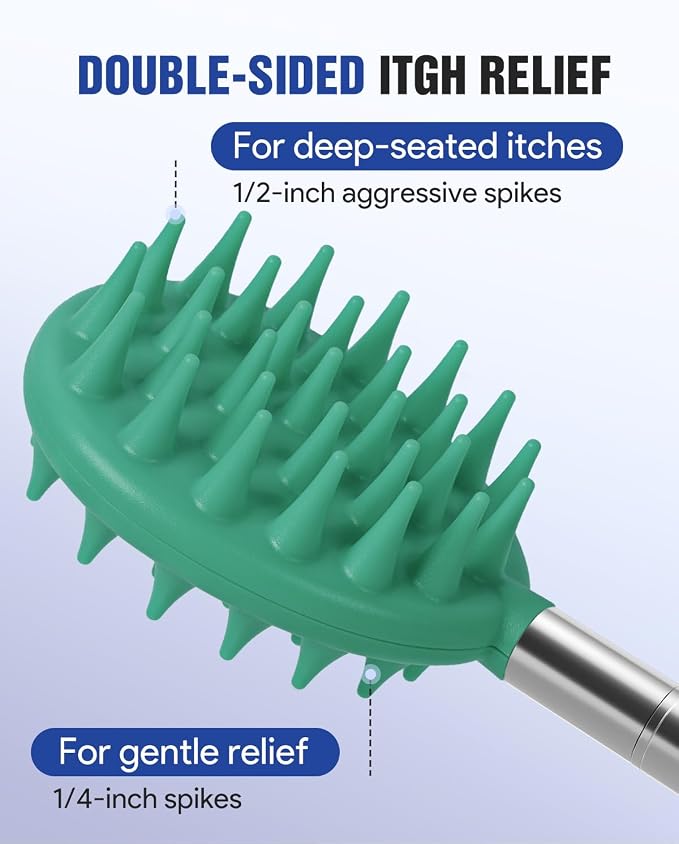 Gelibo Telescoping Back Scratcher with 5Pcs Detachable Heads, Extendable Back Massager Tool, Fathers Day Dad Gifts from Wife Daughter Son, Mens Gifts, Husband with Beautiful Box - Cyan