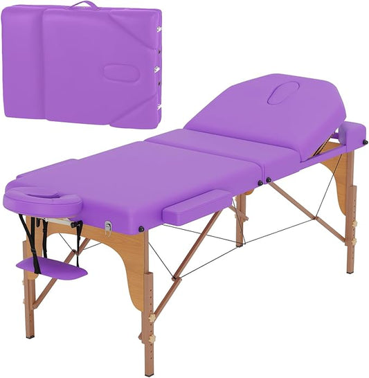 BestMassage Massage Bed Portable Massage Table 77" L 28" W Lash Bed Height Adjustable 3 Folding PU Leather with Oxford Bag for Spa Footmassage Facial CareSpa Tattoo