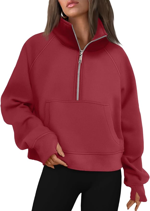AUTOMET Womens Sweatshirts Half Zip Fleece Pullover Fall Outfits | Fall Fashion Clothes 2026,Cropped Sweatshirts,Cute Y2k Tops,Quarter Zipper Sweater,Winter Loungwear Outfits