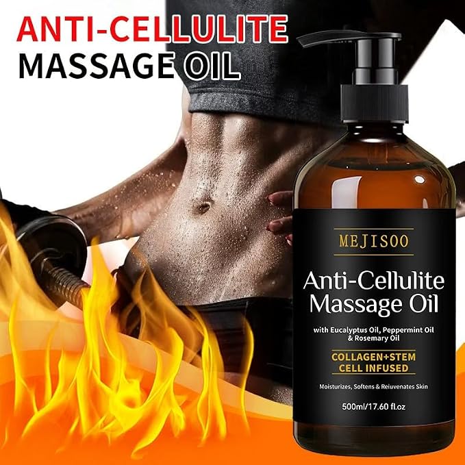 Anti Cellulite Massage Oil, Cellulite Remover for Legs and Firming Body Oil, with Plant-Based Ingredients and Fresh Fragrance, Moisturizes and Softens Skin, 17.6 FL OZ