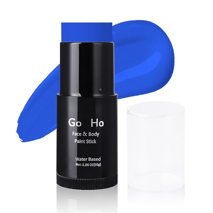 Go Ho Royal Blue Face Body Paint Stick,Easily Washable Formula Face Paint Stick,Non-toxic Full-coverage Cream Blue Body Paint for Halloween Costumes Cosplay SFX Mystique Smurf Clown Makeup