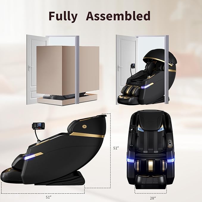 SOMANOVA New 4D Smart Massage Chair - Zero Gravity S-L Full Body Massage Sofa/Recliner - Smart Body Scanning - Directional Massage, Foot Roller, Calf Stretching, Airbag, Home Theater Sofa
