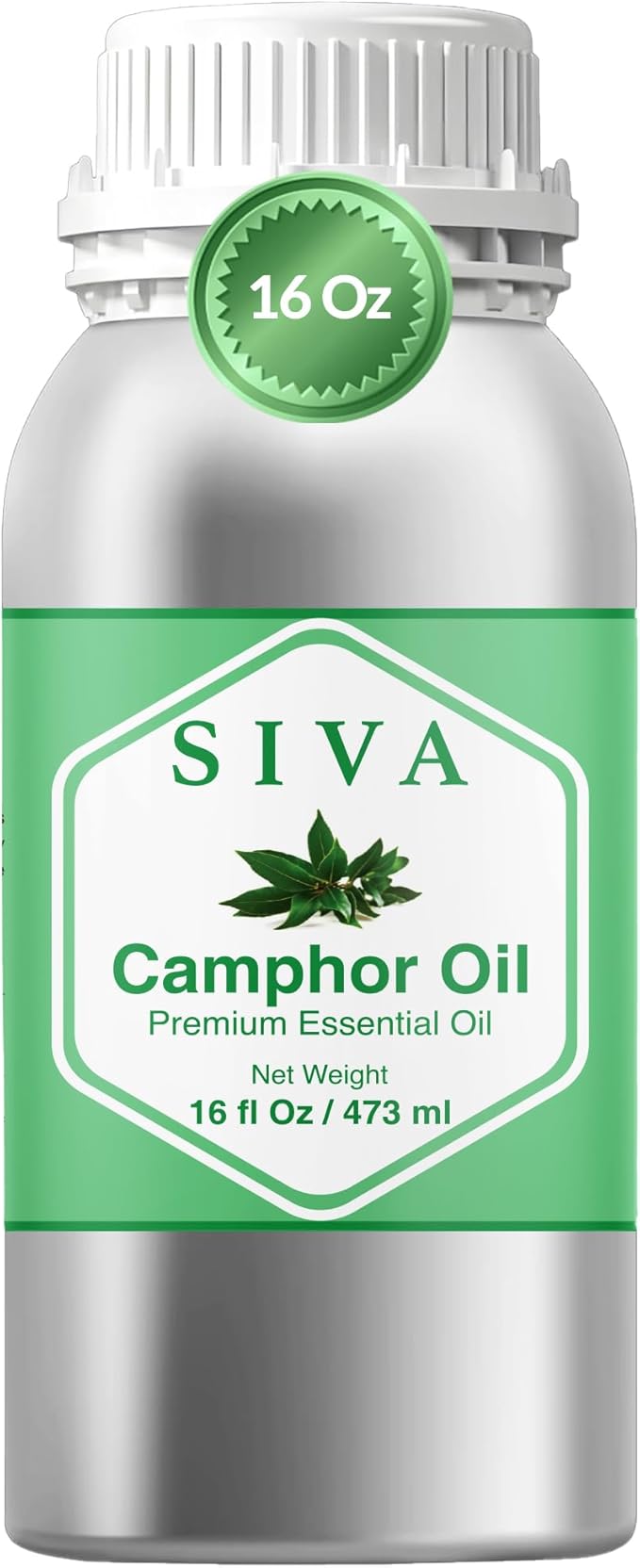 Siva Camphor Essential Oil 16 Fl Oz – for Diffuser, Skin & Hair Care – Ideal for Massage & DIY Blends
