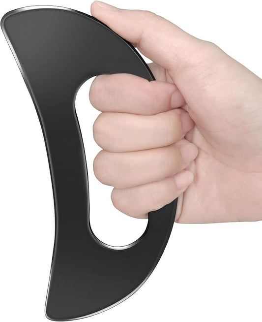 Body Gua Sha Tool with Handle (Stainless Steel),Muscle Massage Scraper Tools,Large Guasha Body Lymphatic Drainage Tool for Back Neck Face Leg Massage（Black