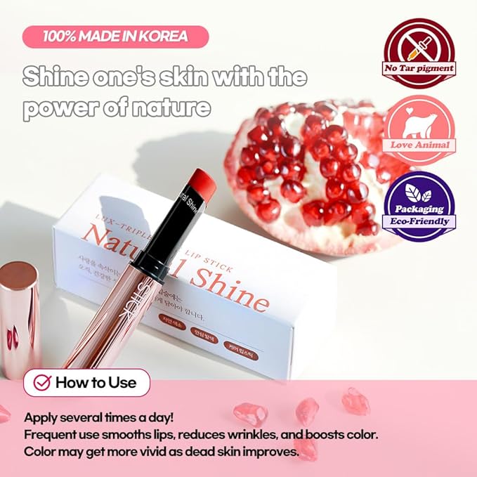 Lux Triple Cure Lipstick Tyche (Pink Coral) (0.12oz) Natural Tinted Korean Lip Balm, Petroleum/Paraben Free natural ingredients moisturizing + exfoliating + coloring all at once,lip balm hydrating