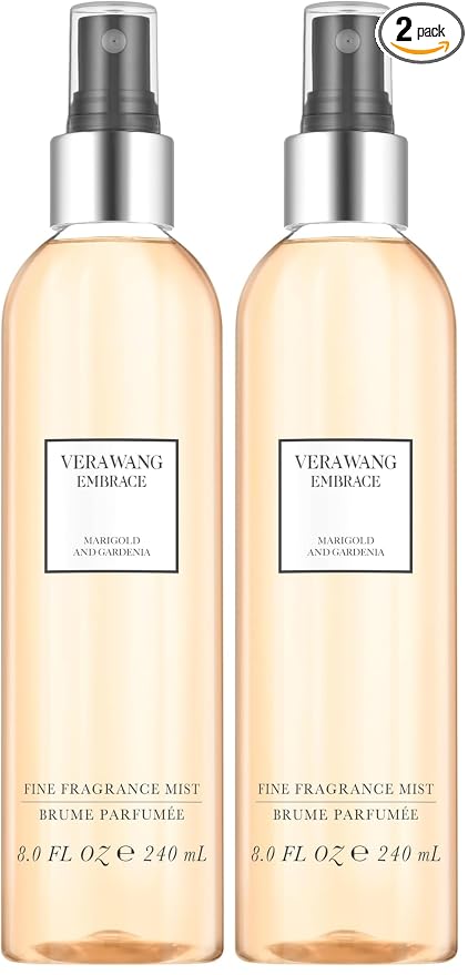 Vera Wang Embrace Body Mist for Women Marigold and Gardenia Scent, 8 Ounce Body Mist Spray Dreamy Floral and Warm Fragrance (Pack of 2)
