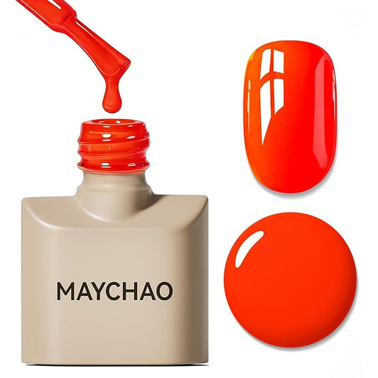 MAYCHAO 15ML Neon Orange Gel Nail Polish 1Pc Bright Orange Gel Polish Soak Off UV LED Nail Polish Nail Art Starter Manicure Salon DIY at Home, 0.5 OZ