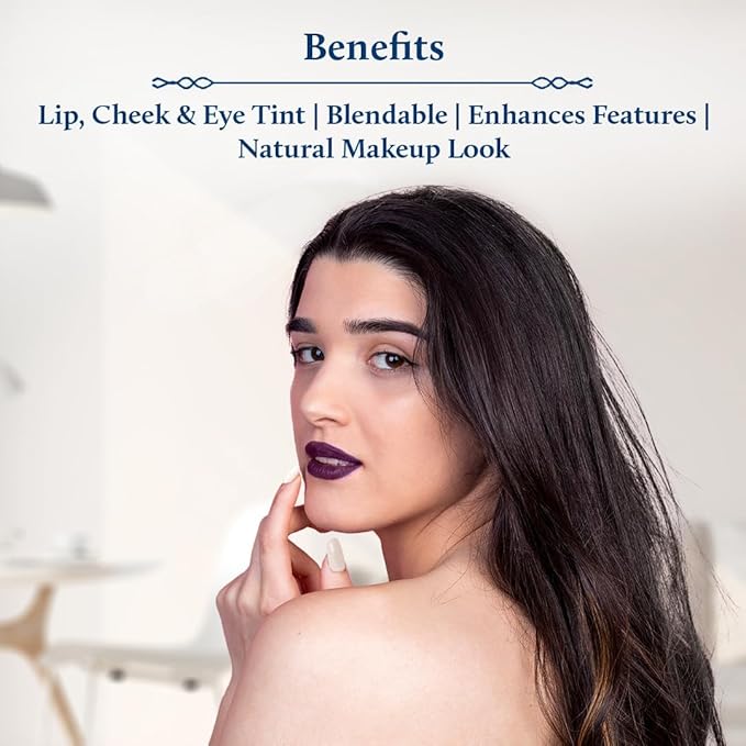 Blue Nectar Lip Tint Stain for Luscious Tinted Lips | Natural Blackberry Lip Moisturizer for Dry Skin | Organic Lip, Cheek & Eye Tint (0.35 Oz)