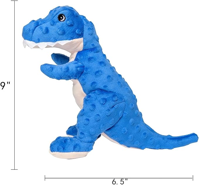 DODODOLA Dog Toys Blue Dinosaur Stuffed Squeaky Puppy Toy for Small Large Dogs