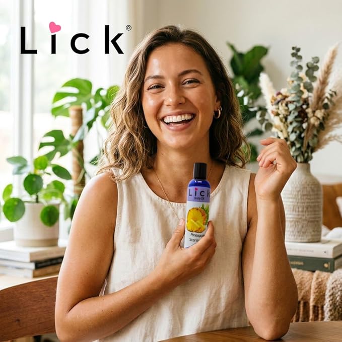 LICK Pineapple Tropical Scented Body Oil for Daily Hydration – Lightweight Non-Greasy Formula with Almond Oil & Vitamin E – 4 oz