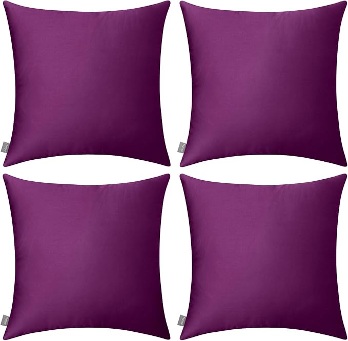 4-Pack 100% Cotton Comfortable Solid Decorative Throw Pillow Case,Thmyo Square Cushion Cover Pillowcase Sublimation Blank Pillow Covers DIY Throw Pillowcase(18x18 inch/ 45x45cm,Dark Reddish Purple)