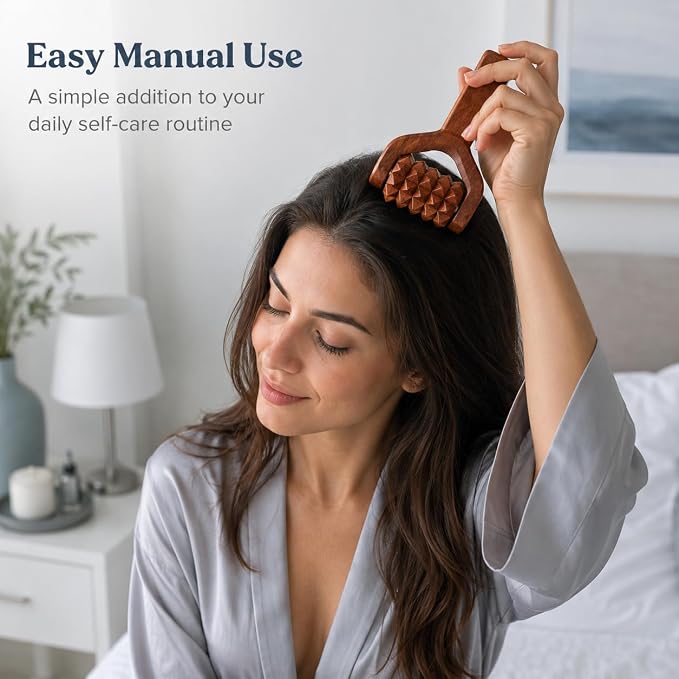 Wooden Scalp Massager Roller, Manual Head Massager Tool, Balayantra Wood Hair Scalp Roller, Handheld Wooden Massage Roller for Head, Grooming & Relaxing Self Care