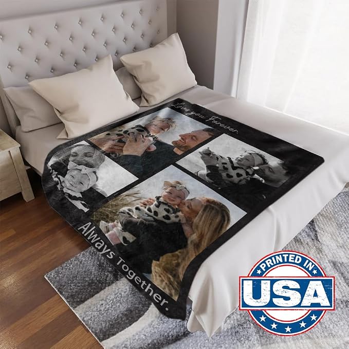 Personalized Photo Blanket for Mom Dad Couples Family Birthday Gifts,Soft & Comfy Throw for Couch or Bed–Cozy Home Décor for Living Room & Bedroom,Teen Girls Boys Throw Blankets Birthday Gifts