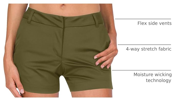 Three Sixty Six Womens Golf Shorts 4 ½ Inch Inseam - Quick Dry Active Shorts with Pockets, Athletic and Breathable